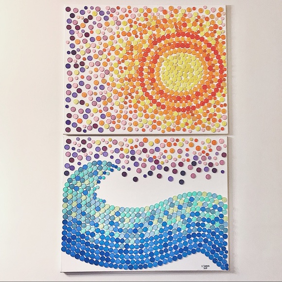 Handmade Wall Decor Original Artwork Medicine Vial Cap Mosaic By Me